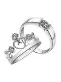 Couple Ring - Elegant Heart CZ Couple Ring Set – Sterling Silver Finish