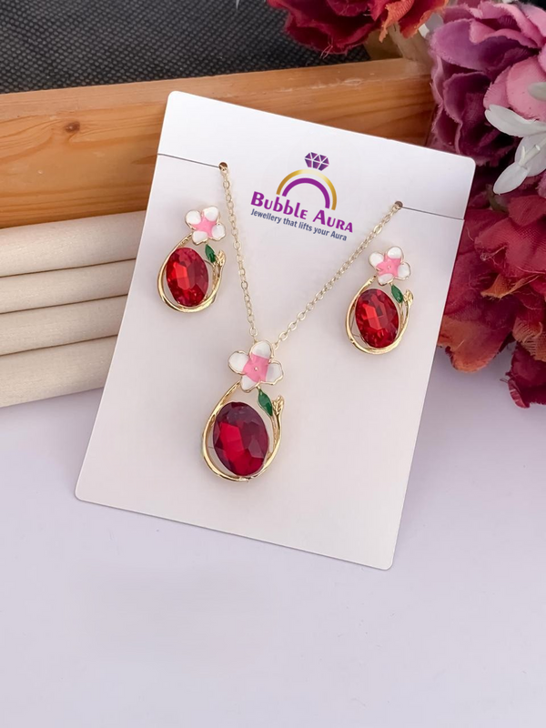 Elegant Gold Enamel and Gemstone Jewelry Set