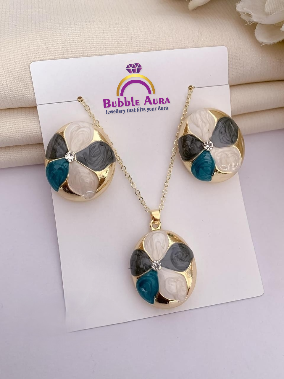 Orbit Harmony Golden Enamel Pendant Set