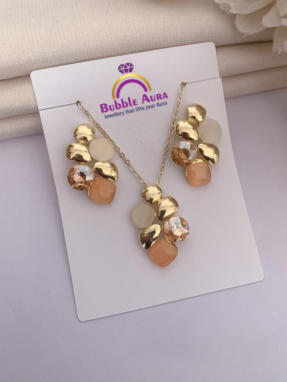 Eden Glow Golden Enamel Pendant Set