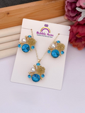 Azure Bloom Gold-Plated Pendant Set