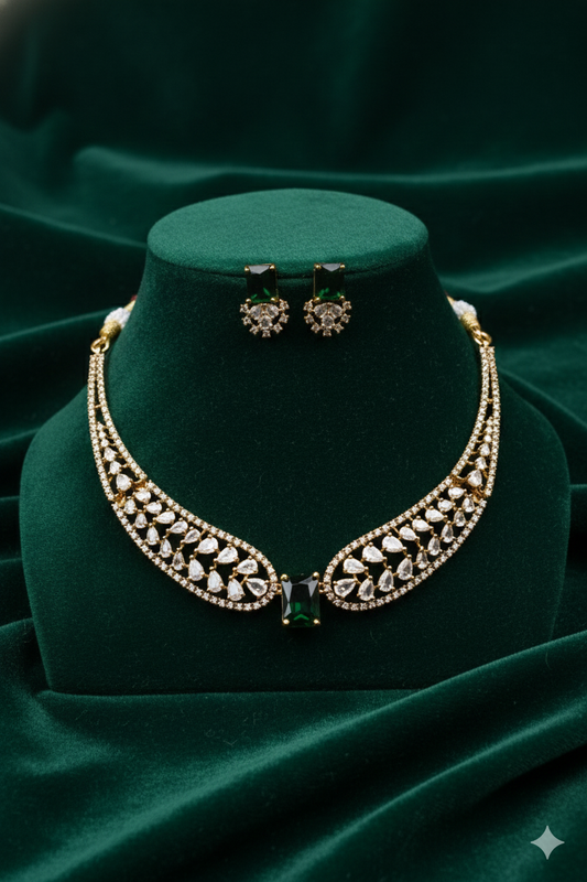 Emerald Whisper CZ Necklace Set