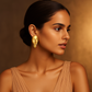 Golden Silence Face Statement Earrings