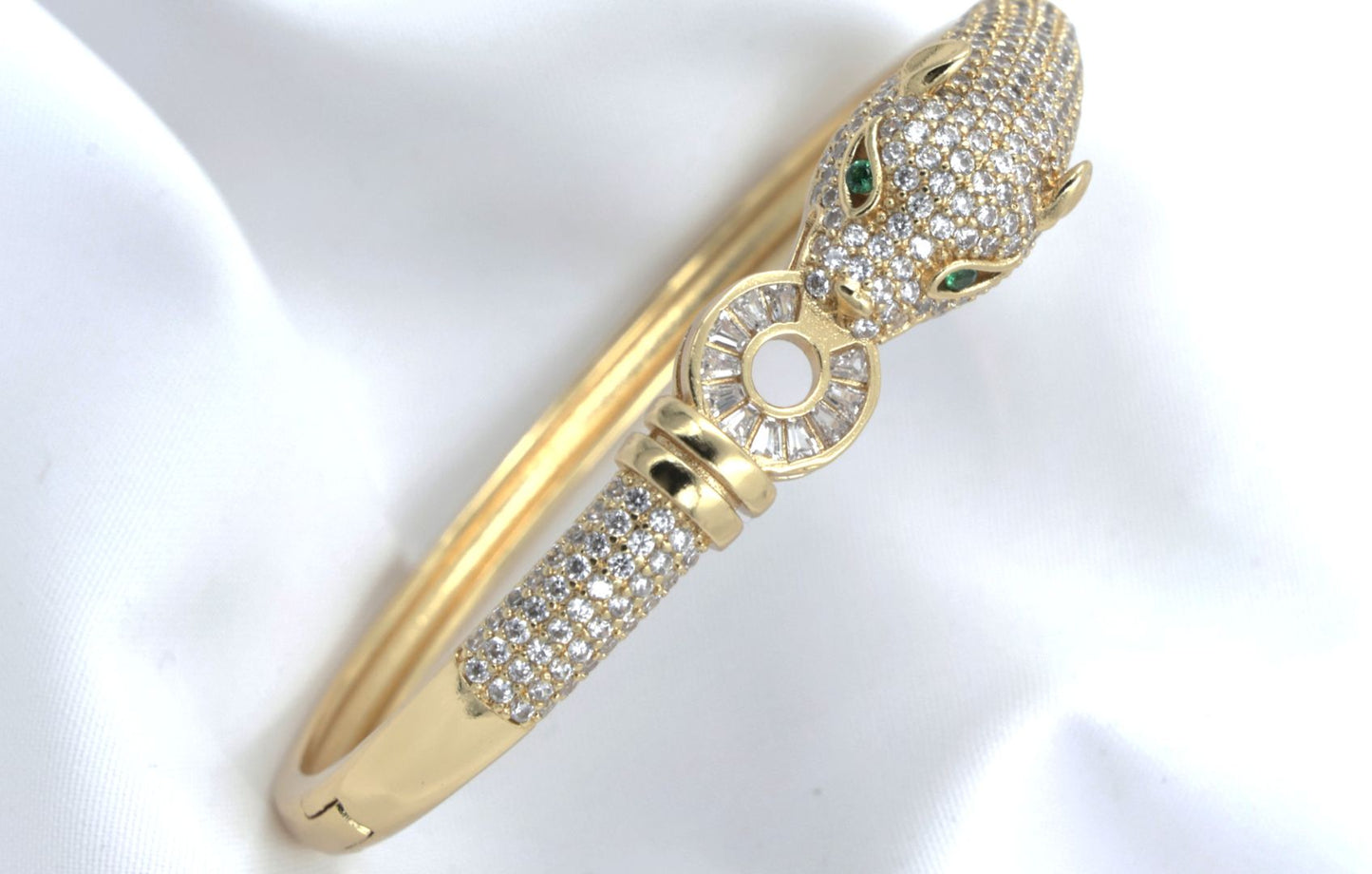 Brass Gold-Plated Cubic Zirconia Bangle-Style Bracelet