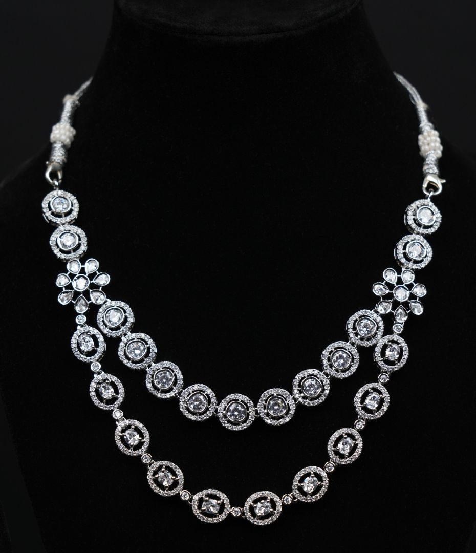 Elegant Silver-Plated CZ Bridal Necklace Set