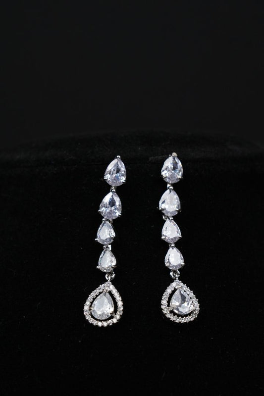 Elegant Teardrop CZ Silver-Plated Necklace Set