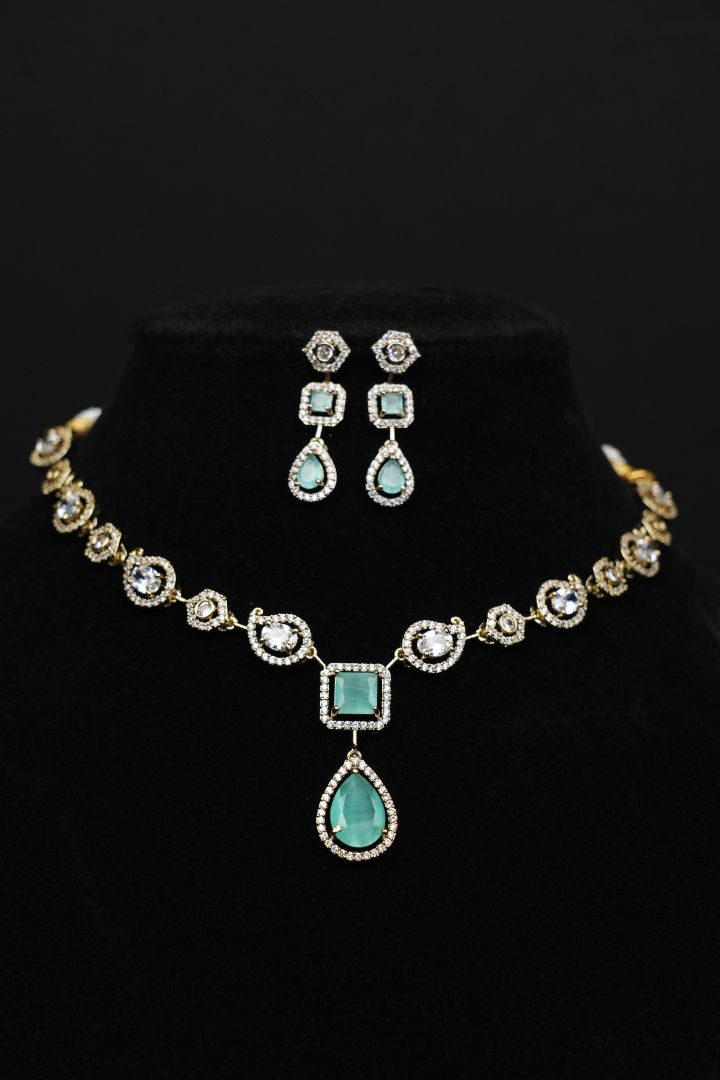 Serene Emerald Gold-Plated Necklace Set