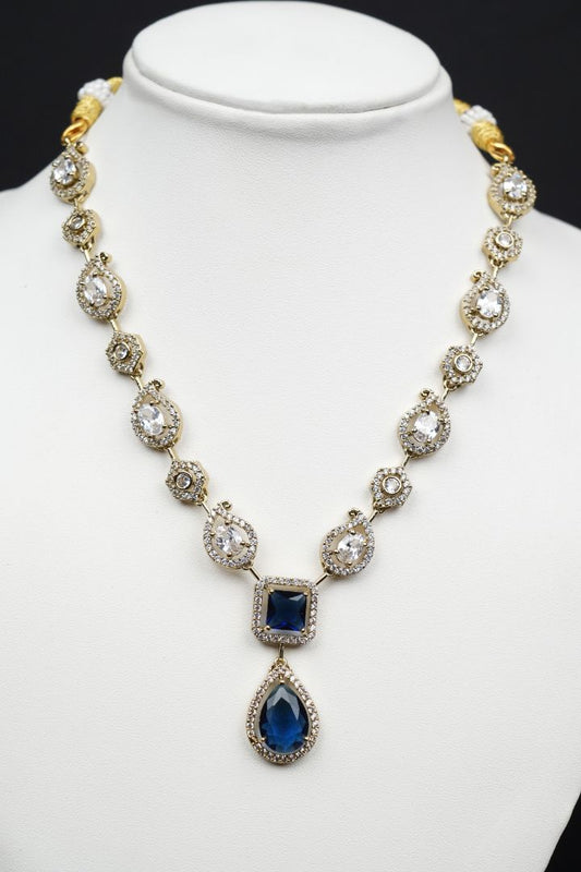 Royal Sapphire Gold-Plated Necklace Set - Victorian Polish
