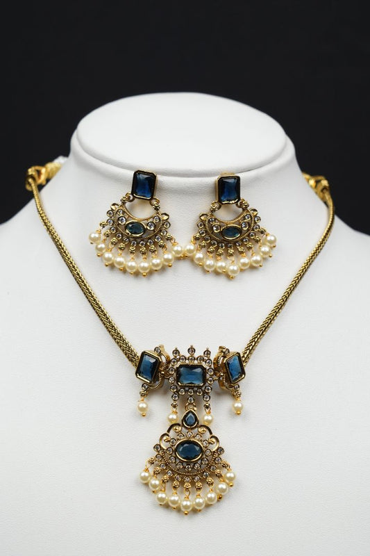 Regal Sapphire Pearl Choker Set