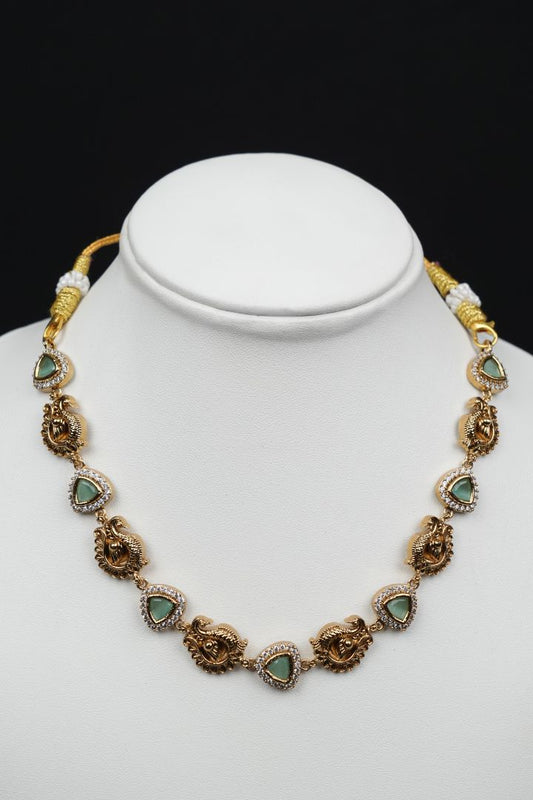 Peacock Grace Temple Necklace Set