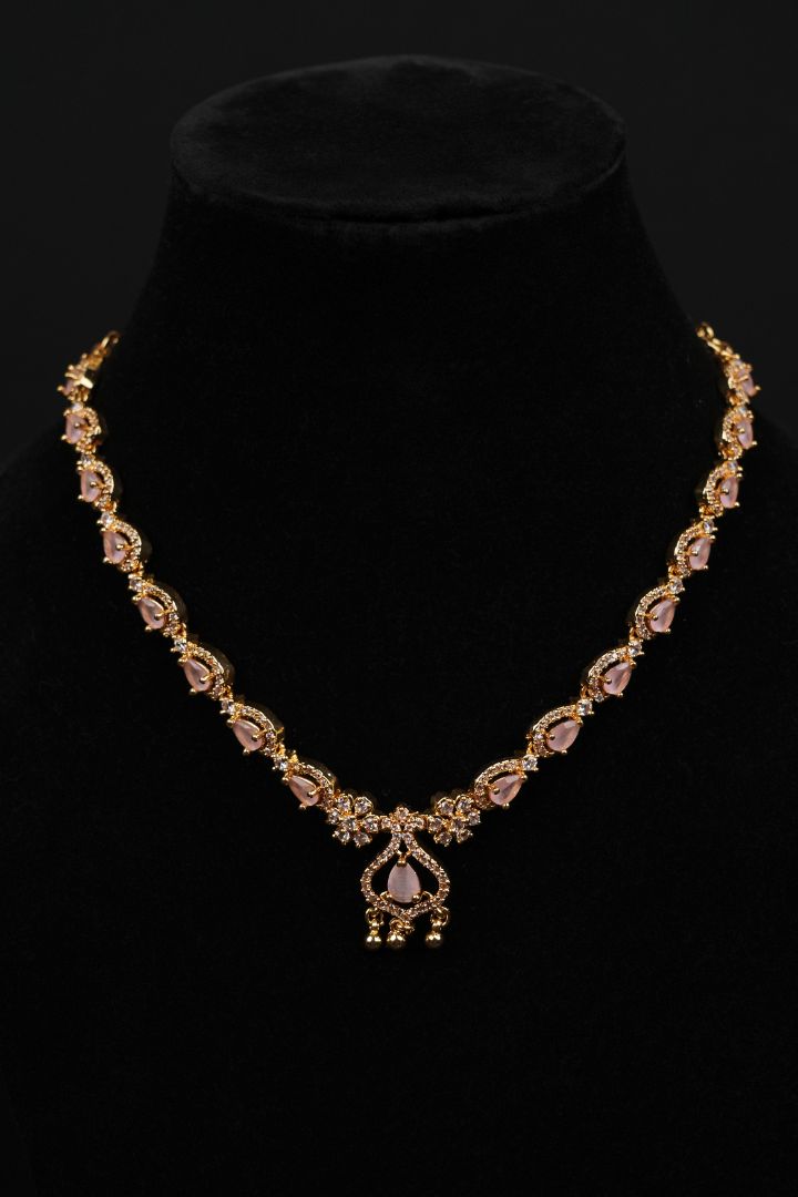 Rose Quartz Gold Elegance Necklace Set