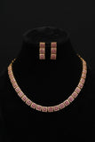 Elegant Ruby and CZ Gold-Plated Necklace Set