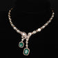 Elegant Kundan & Emerald Green Stone Necklace Set