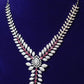 Crimson Elegance CZ Necklace Set with Ruby Drop Detailing