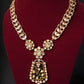 Antique Gold Finish Necklace Set with Black Enamel Detailing