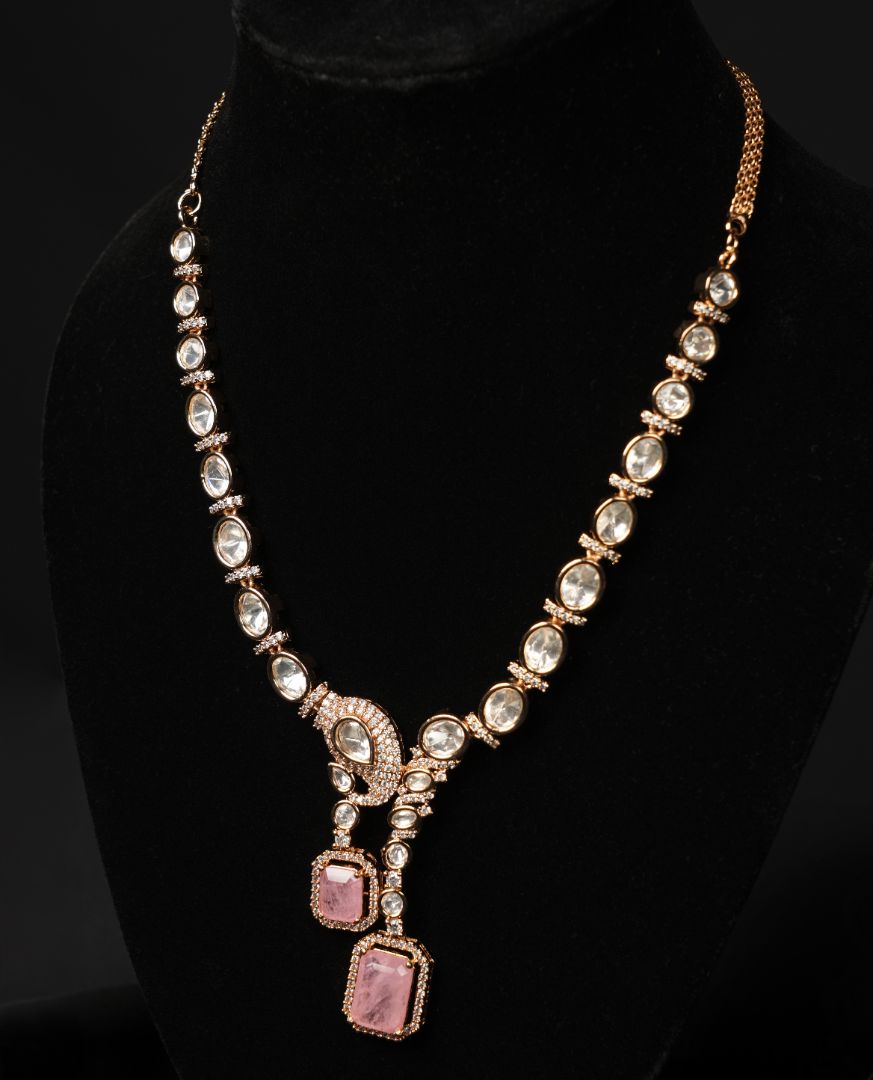 Regal Radiance Kundan Necklace Set with Amethyst Accents