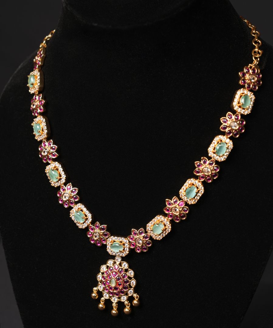 Elysian Emerald & Ruby Gold-Plated Necklace Set