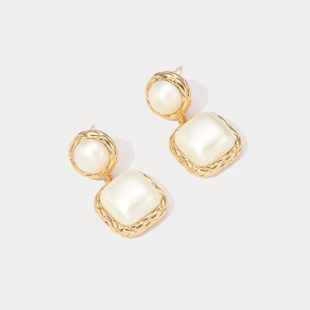 Elegant Retro Fritilla Pearl Double Earrings