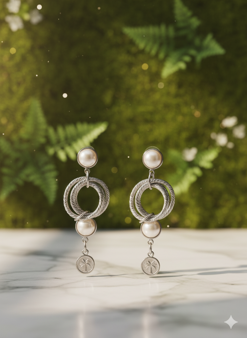 Palm Whisper Pearl Earrings