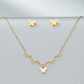 Delicate Gold Butterfly Necklace & Stud Earrings Set - Anti-tarnish