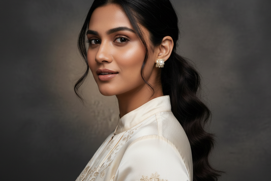 Regal Pearl Luxe Stud Earrings - with CZ Sparkle