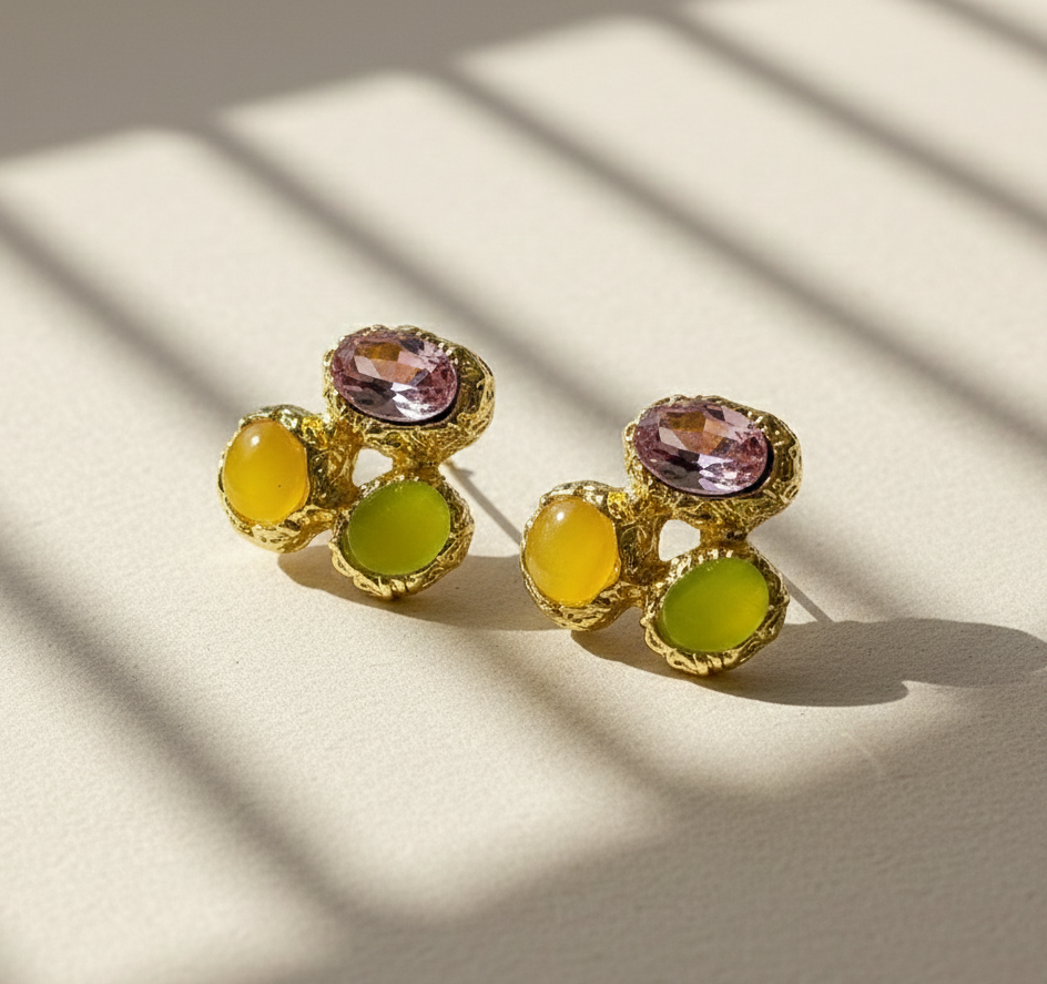 Aurora Crush Textured Gem Earrings