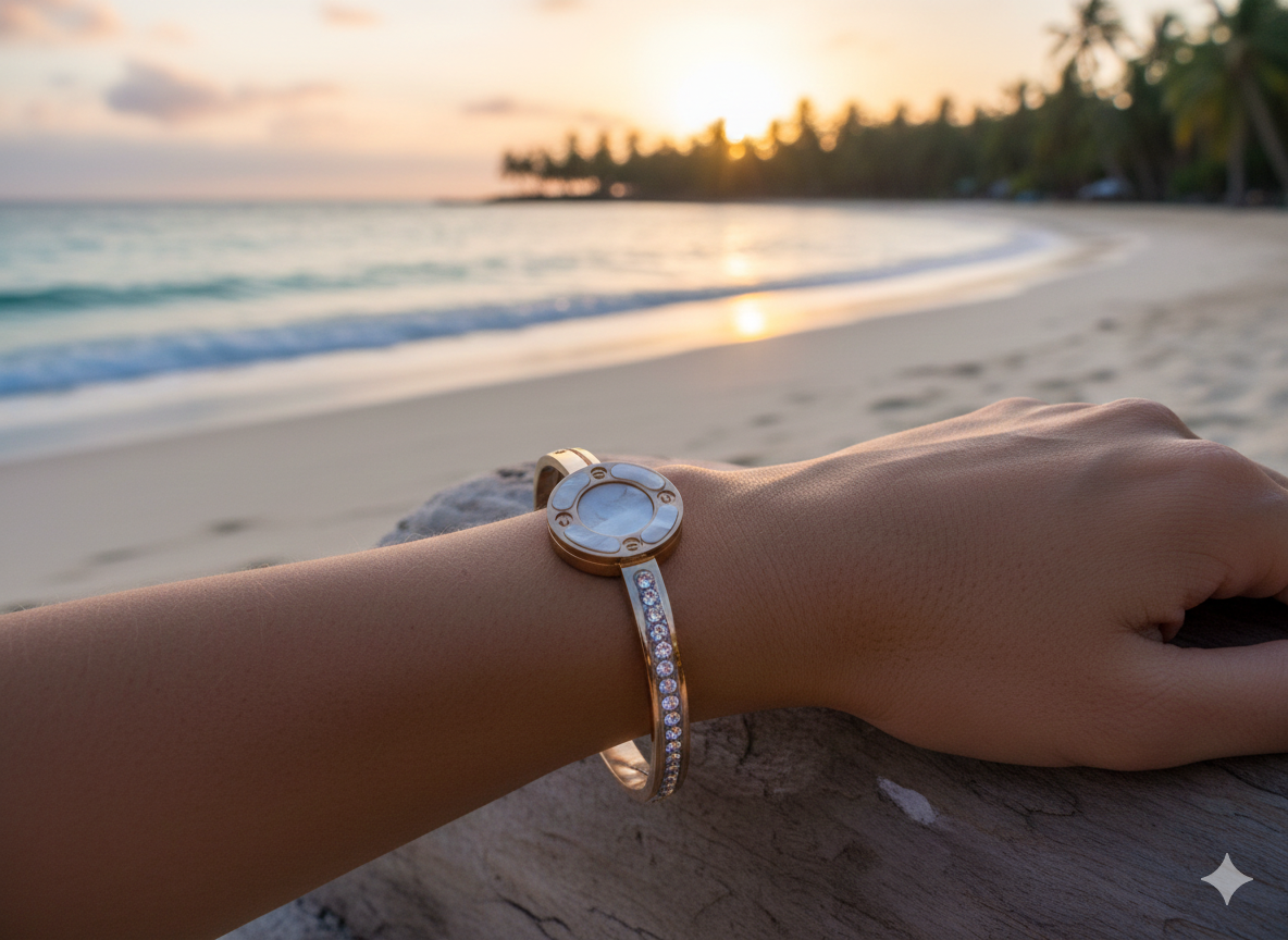 ✨ Elegant Crystal-Studded Designer Bangle – Rose Gold Finish ✨