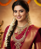 Antique Gold-Plated Bridal Necklace Set with Ruby & Kundan Detailing