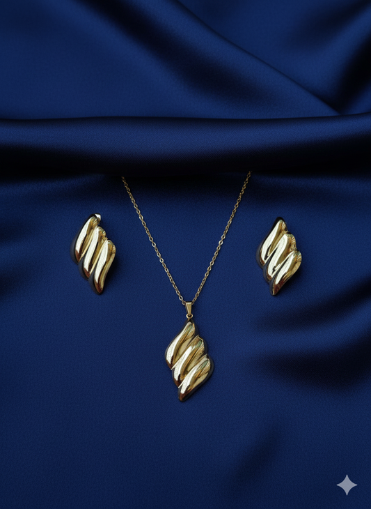 Wavecrest Gold-Tone Pendant Set(18K Gold plated)