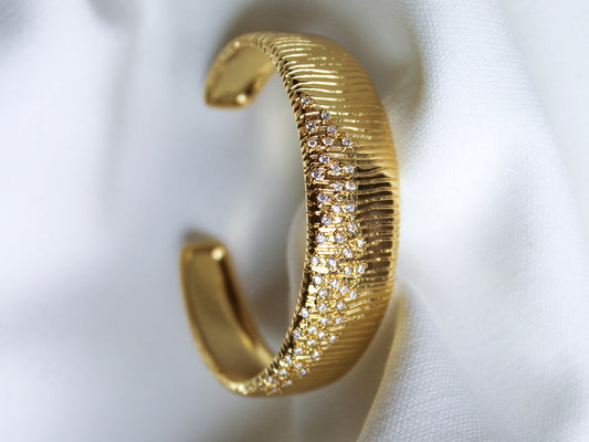 Elara Crystal-Embellished Gold Cuff Bracelet