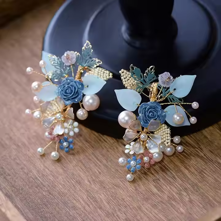 Elegant Floral Fantasy Statement Earrings - Anti-tarnish