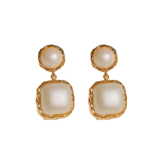 Elegant Retro Fritilla Pearl Double Earrings