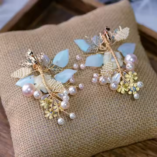Elegant Floral Fantasy Statement Earrings - Anti-tarnish