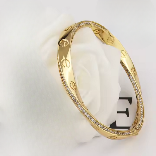 Gilded Vow – Luxe Screw Motif Gold Bangle - Anti tarnish