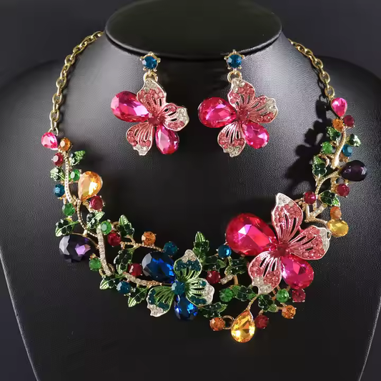 Enchanted Garden Statement Necklace & Earring Set