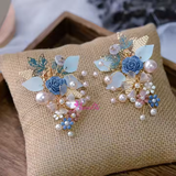 Elegant Floral Fantasy Statement Earrings - Anti-tarnish