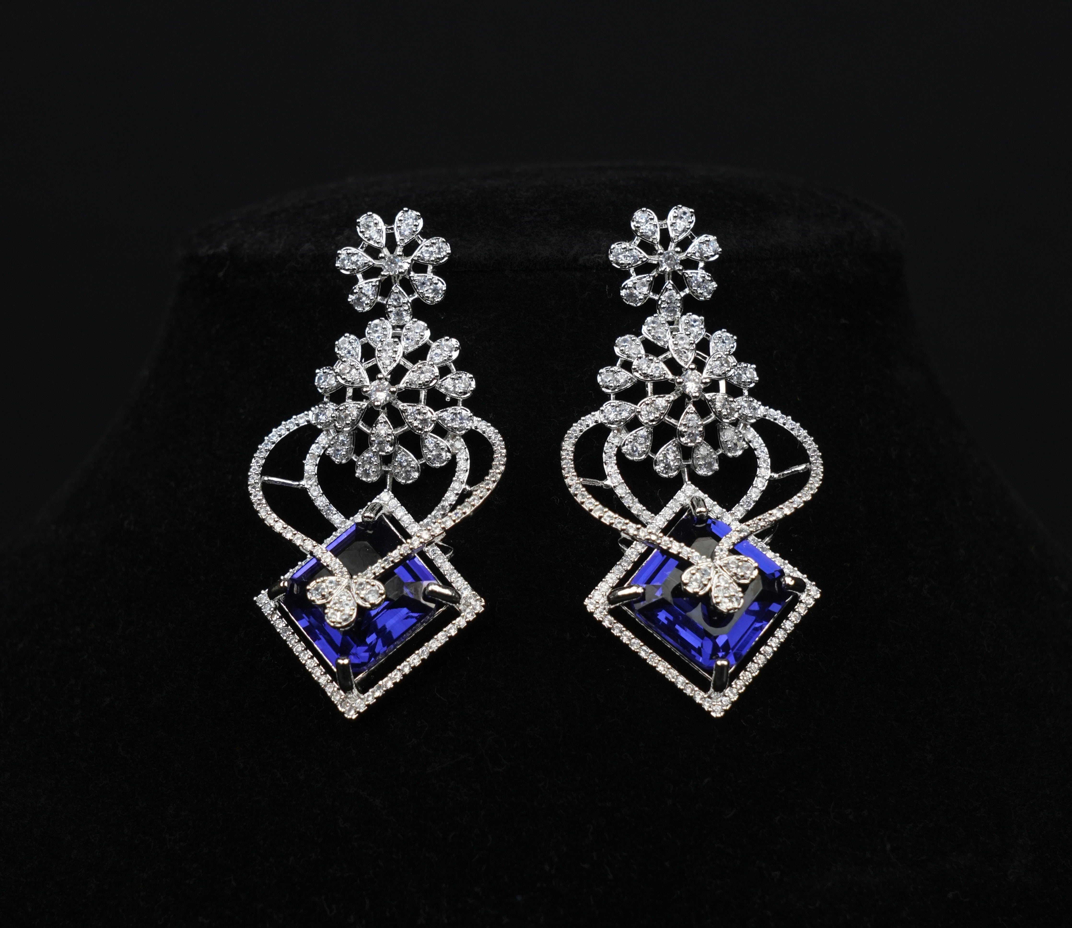 Majestic Sapphire Blue & CZ Silver-Plated Necklace Set