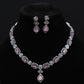 Graceful Pink CZ Silver-Plated Necklace Set
