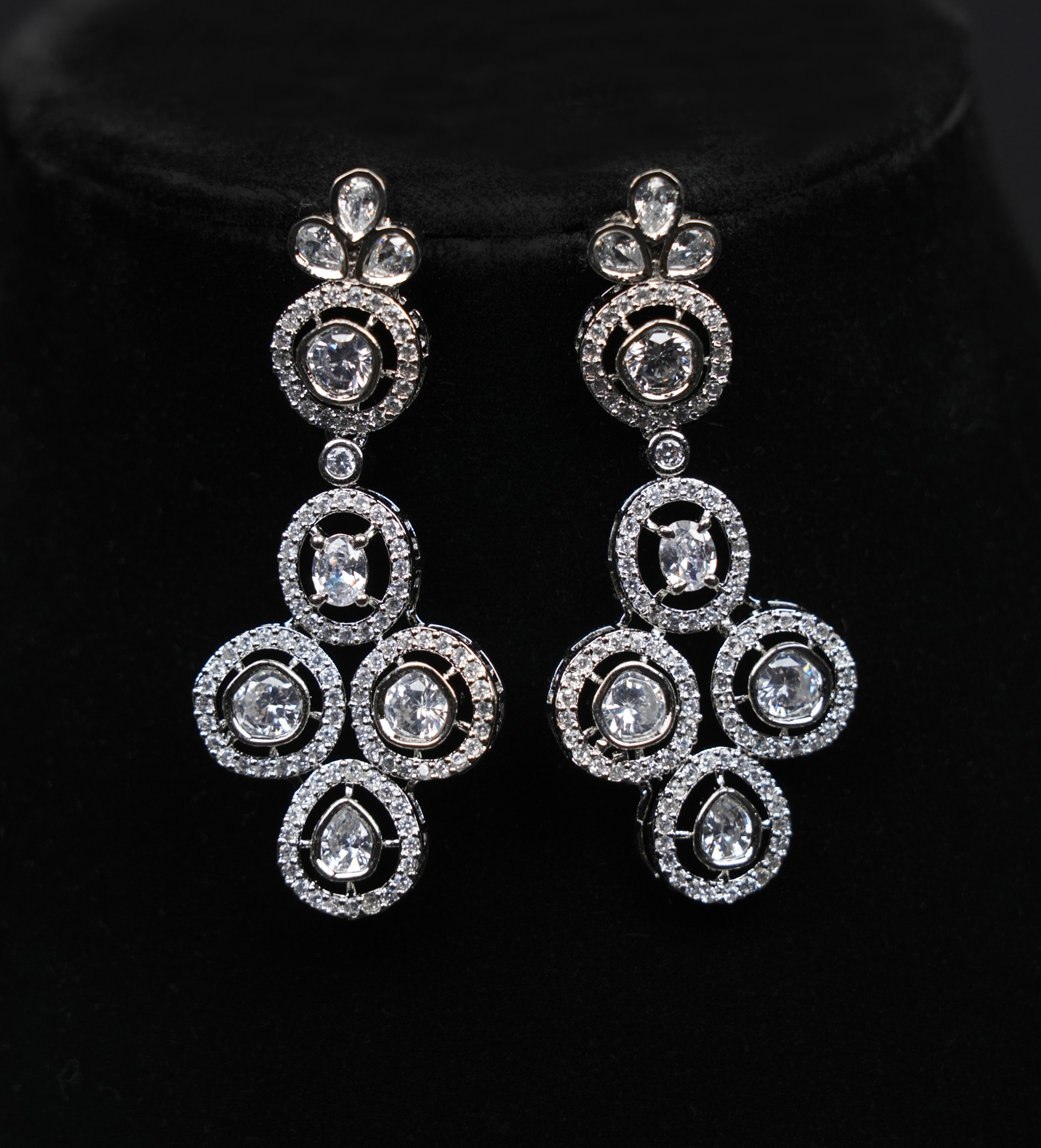 Elegant Silver-Plated CZ Bridal Necklace Set