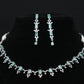 Delicate Aqua Blue & CZ Silver-Plated Necklace Set