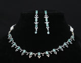 Delicate Aqua Blue & CZ Silver-Plated Necklace Set