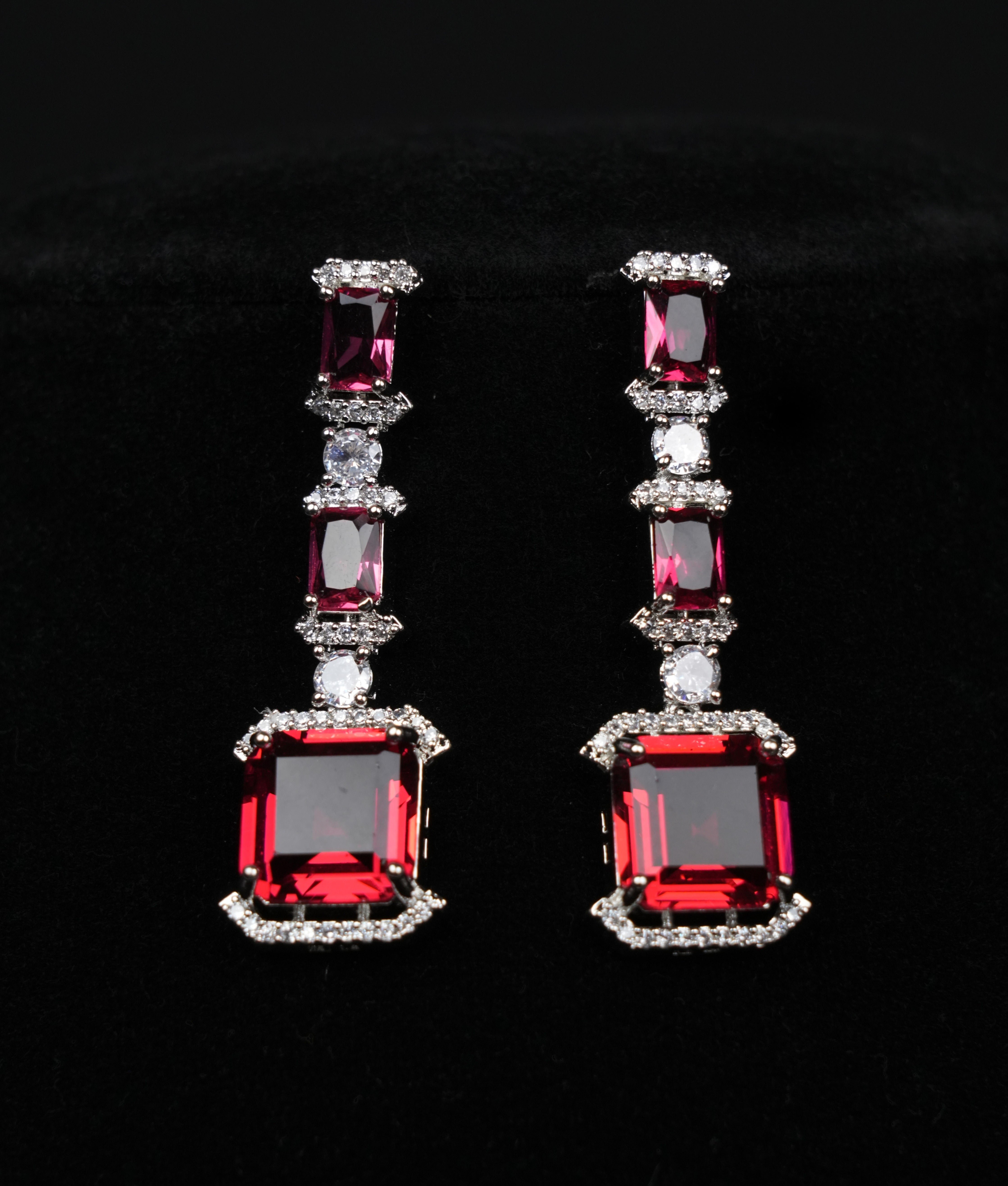 Regal Ruby Red CZ Silver-Plated Necklace Set