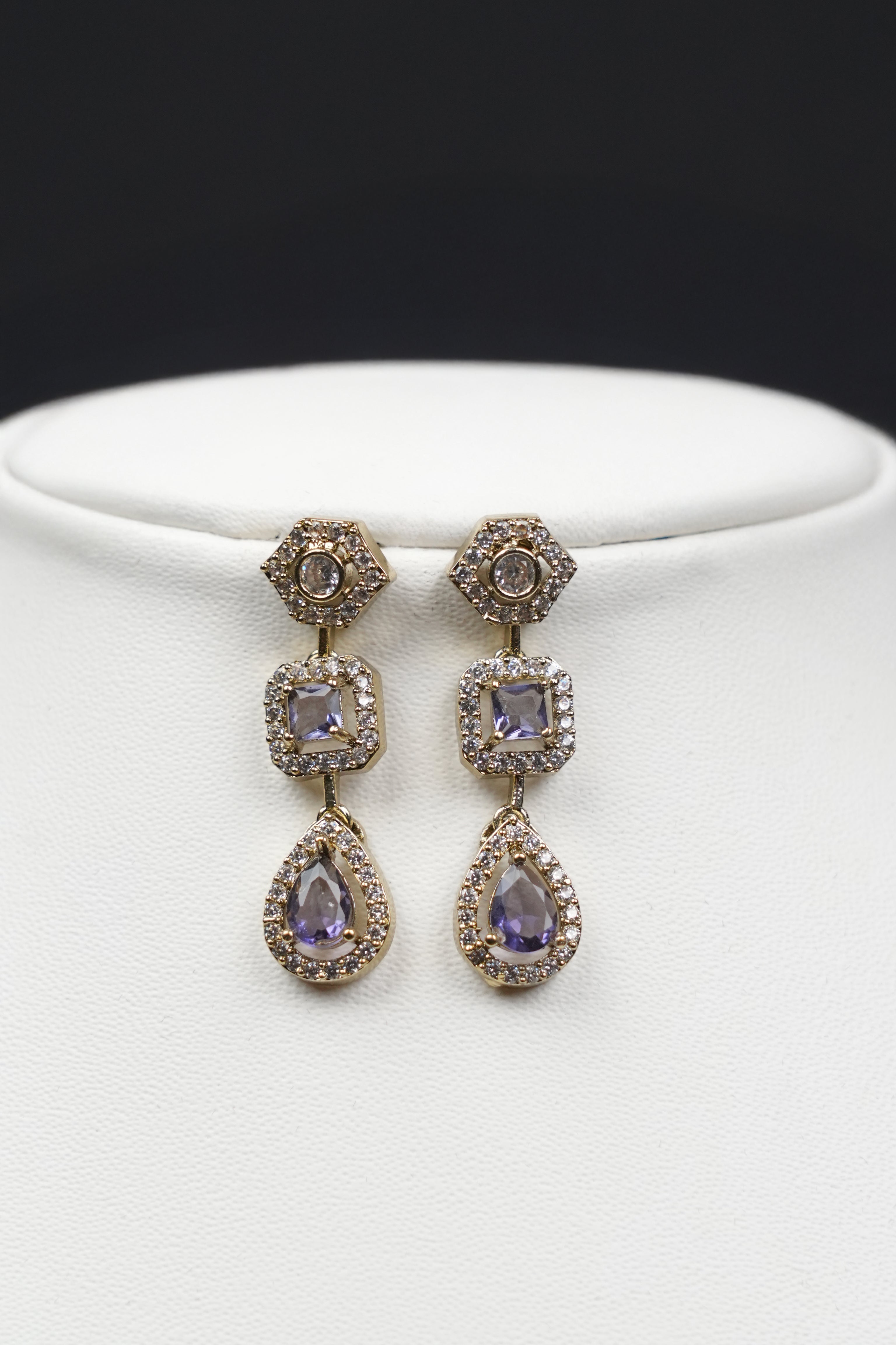 Vintage Gold-Plated Statement Necklace Set with Smoky Gemstones