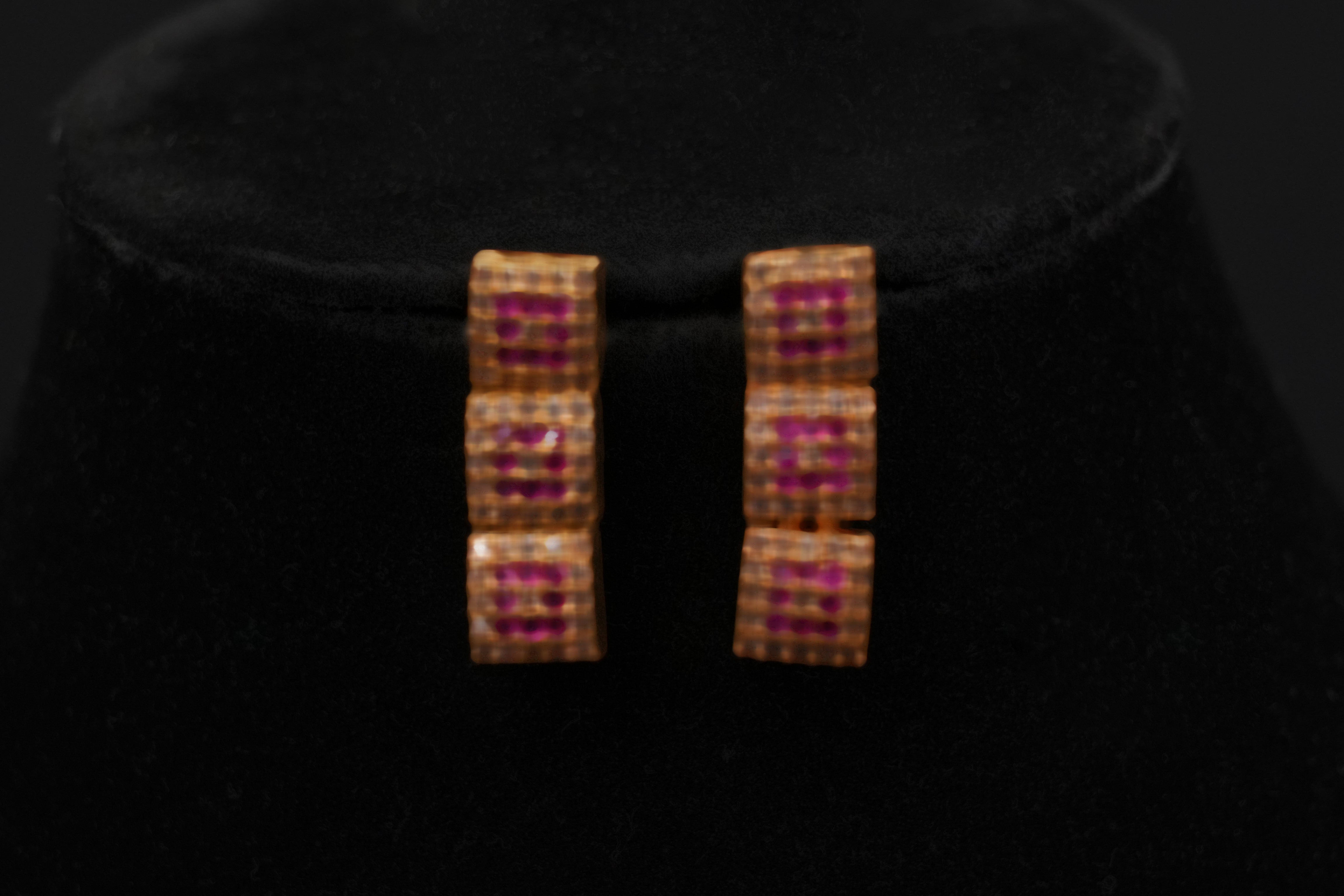 Elegant Ruby and CZ Gold-Plated Necklace Set