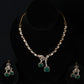 Elegant Kundan & Emerald Green Stone Necklace Set