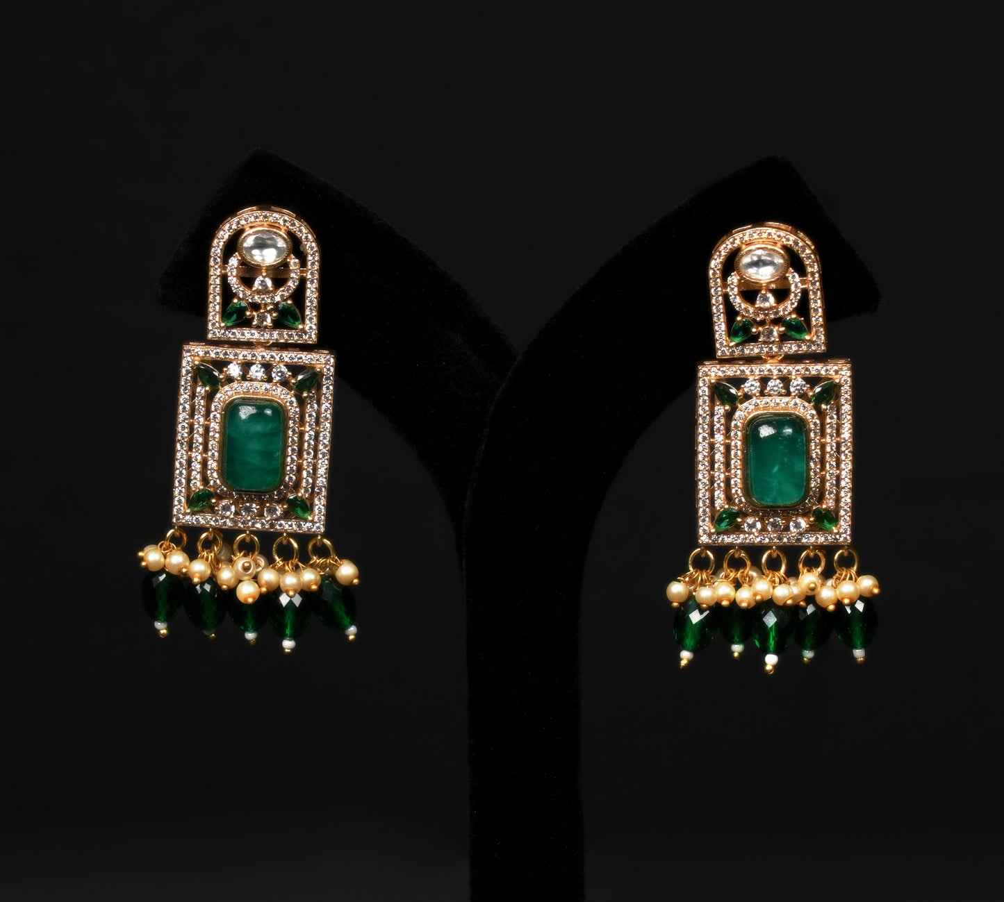 Premium Majestic Emerald Kundan Choker & Earring Set