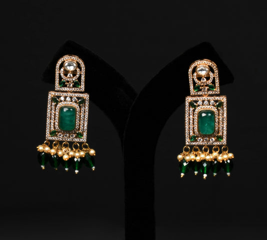 Premium Majestic Emerald Kundan Choker & Earring Set