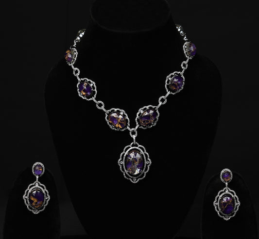 Royal Amethyst & Fire Opal Statement Jewelry Set