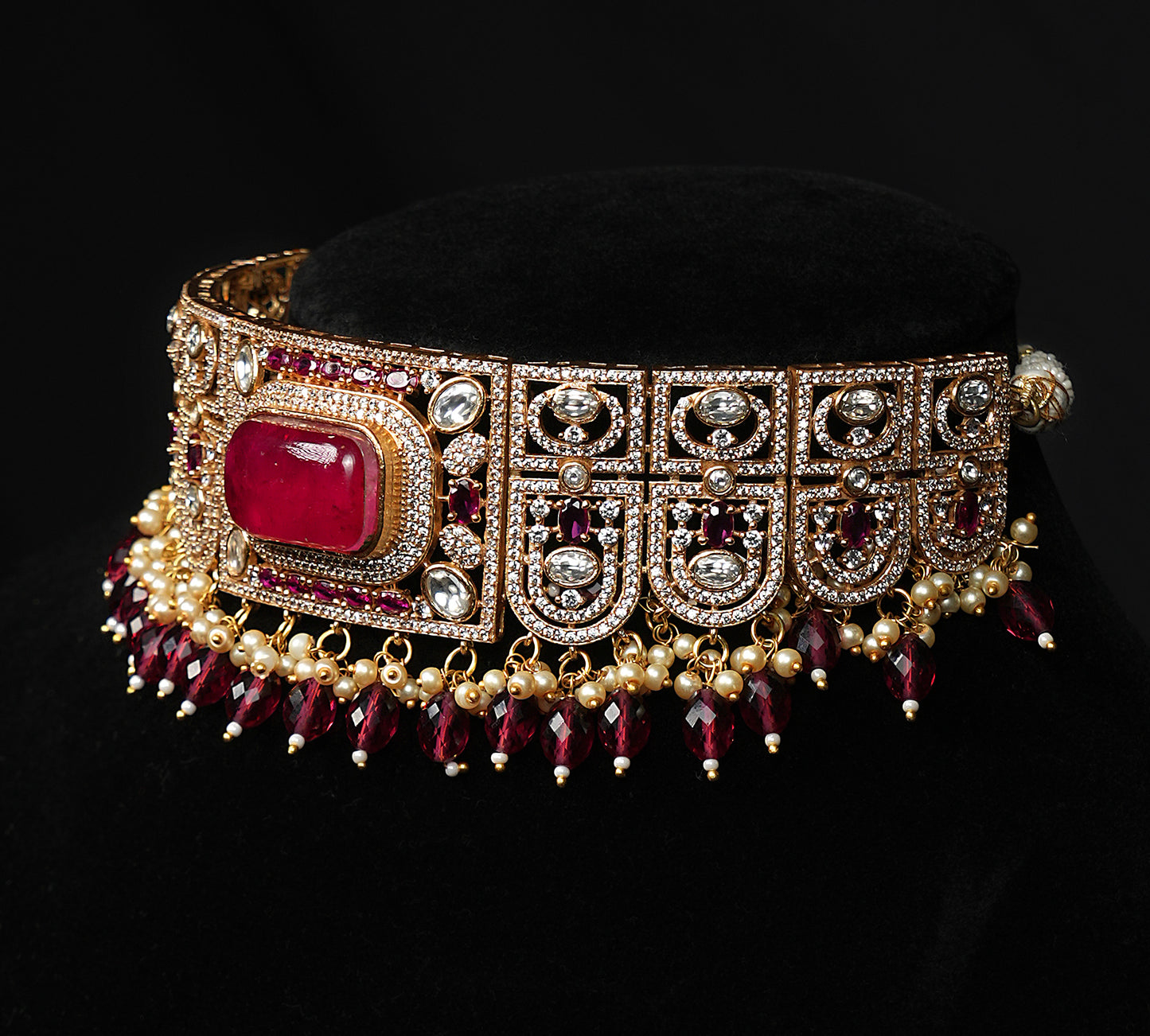 Premium  Regal Kundan Ruby Choker Necklace and Earring set
