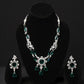 Rhodium-Plated American Diamond Studded Necklace & Earrings Set with Classic Drop Detailing